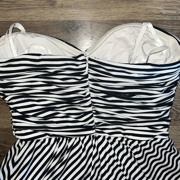 BCBG Maxazria Black and White Stripped Strapless Dress - Picture 4 of 4